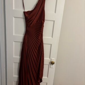 Chic One-Shoulder Burgundy Dress